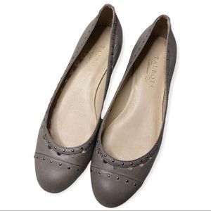 TALBOTS Yasmina Leather Studded Flats Gray Size 7M